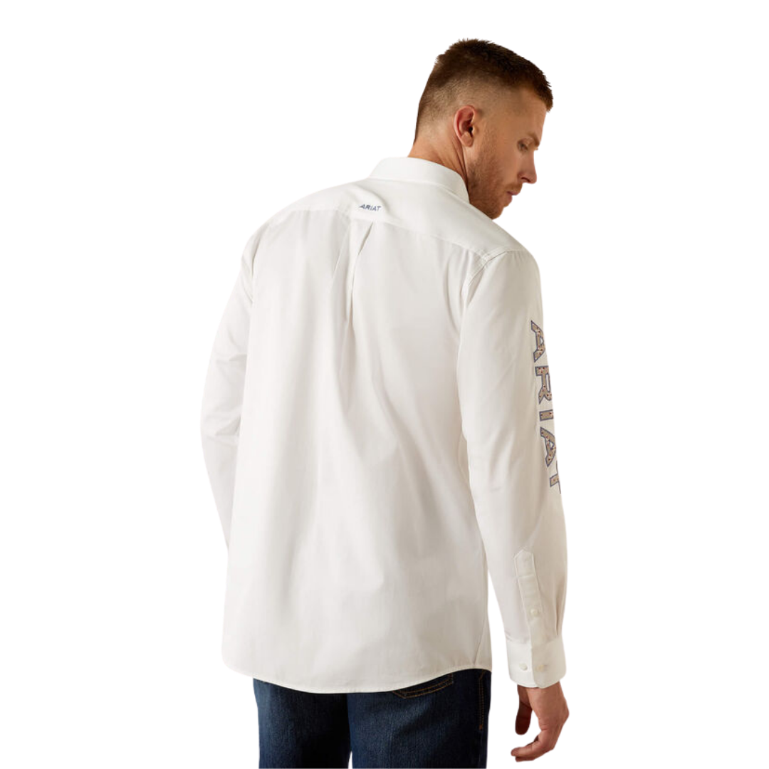 Ariat Men's Team Logo Twill Classic Fit White/Khaki Shirt