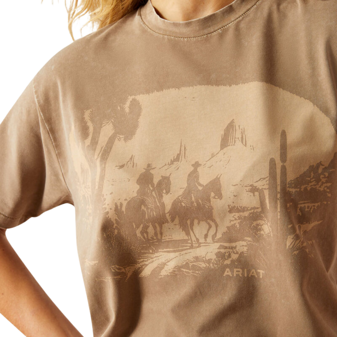 Ariat Women's Western Mural T-Shirt Washed Greige Top