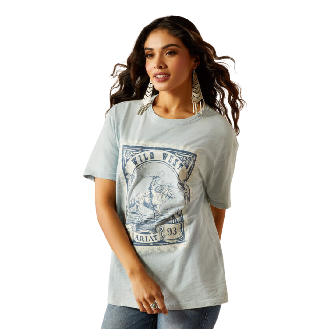Ariat Women's Wild West Stamp T-Shirt Bleached Blue