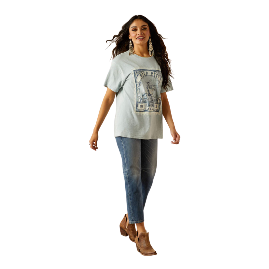 Ariat Women's Wild West Stamp T-Shirt Bleached Blue