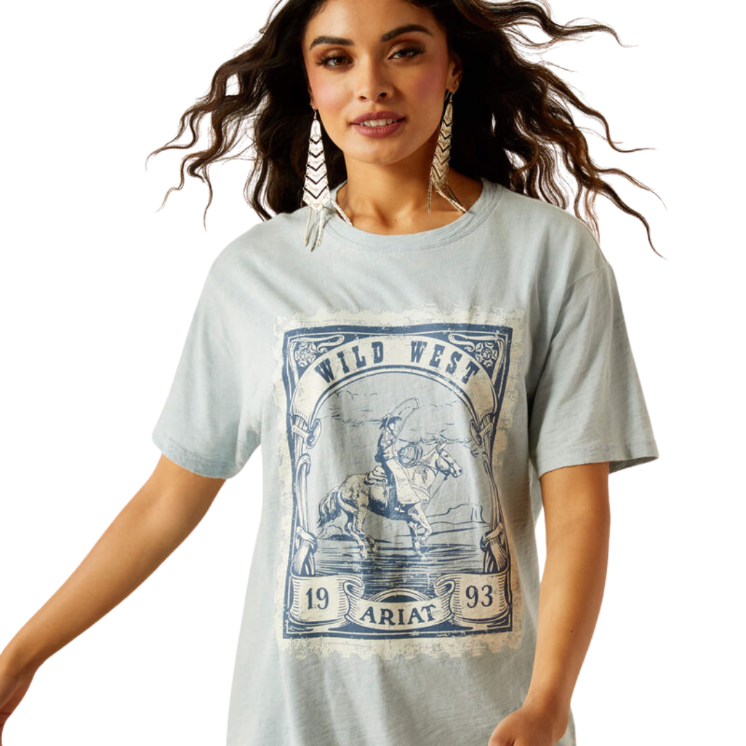 Ariat Women's Wild West Stamp T-Shirt Bleached Blue
