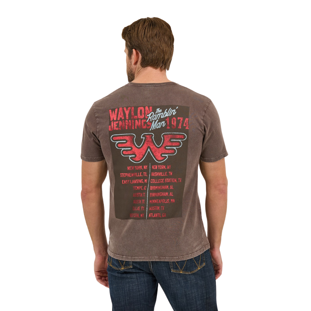 Wrangler Men's Waylon Jennings Graphic Brown Tee