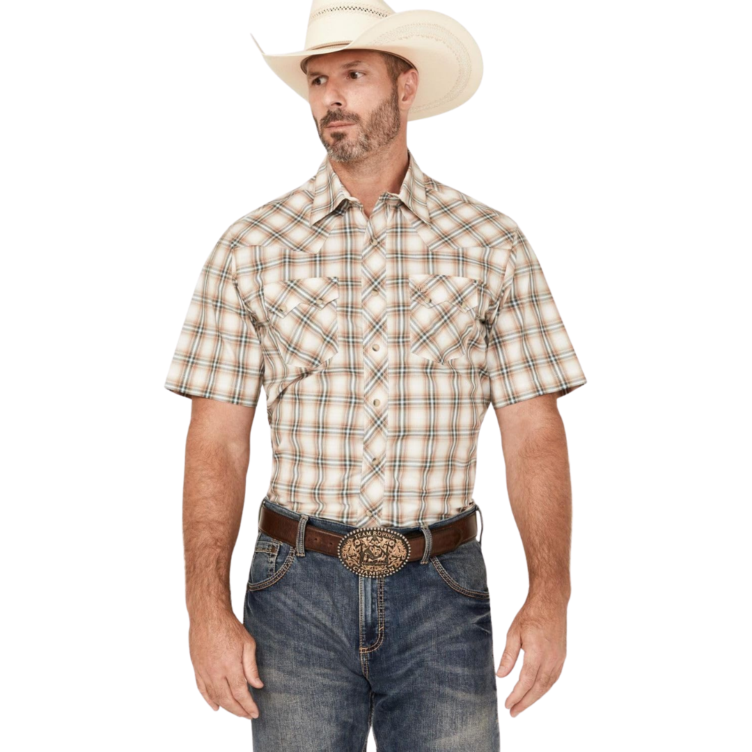 Wrangler Men's Retro Plaid Brown Shirt - Big & Tall