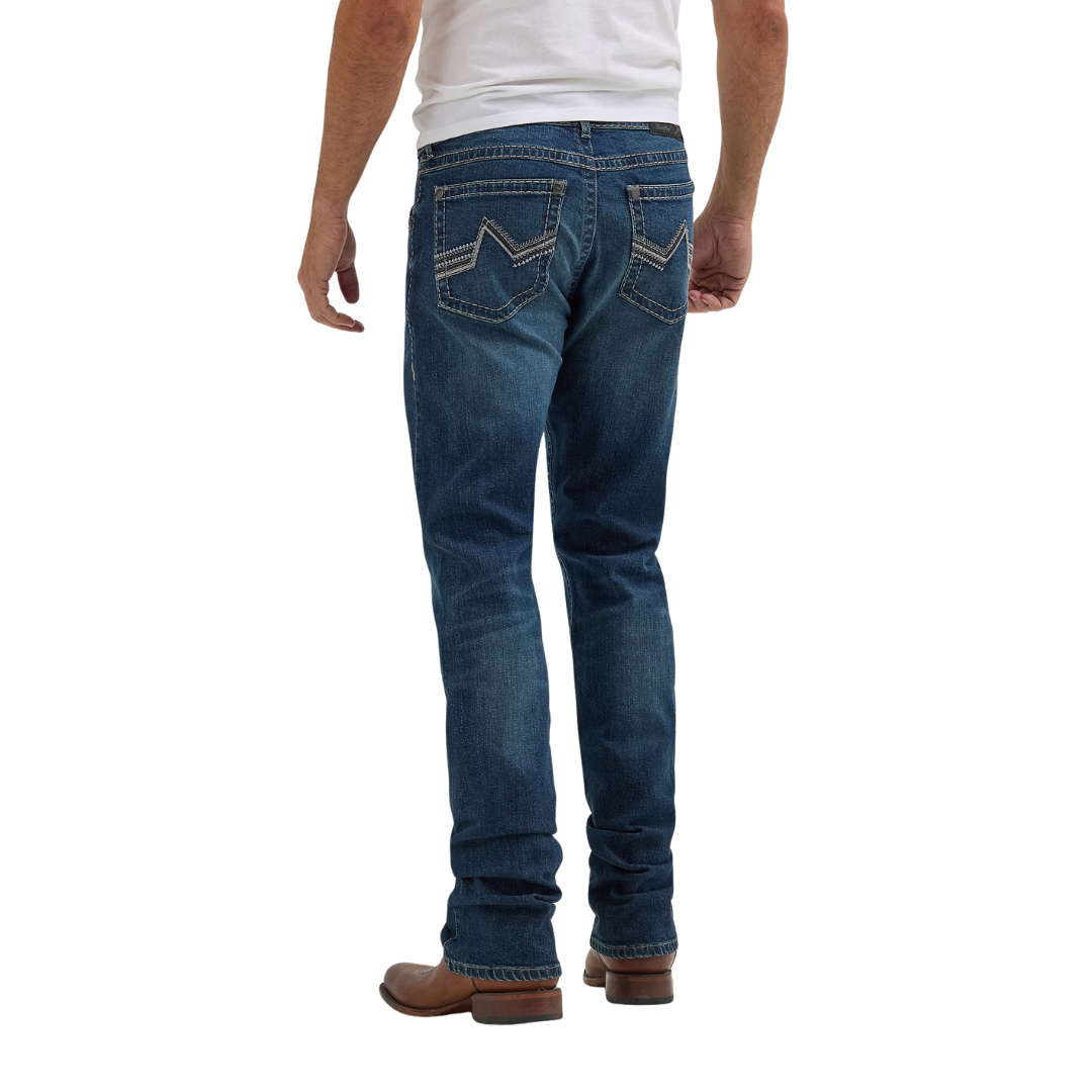 Wrangler Men's Rock 47 Slim Straight Denim Blue Jeans