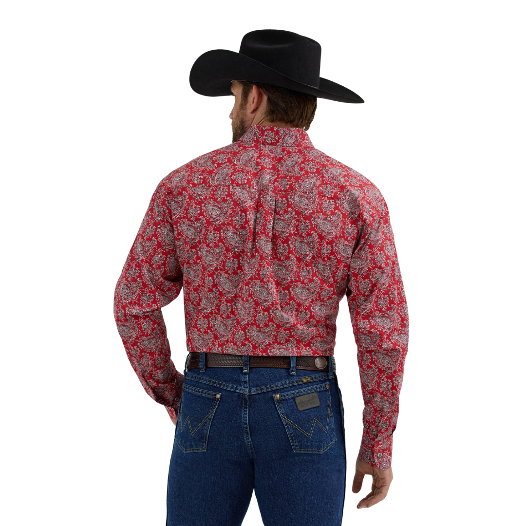 Wrangler Men's George Strait Paisley Red Shirt