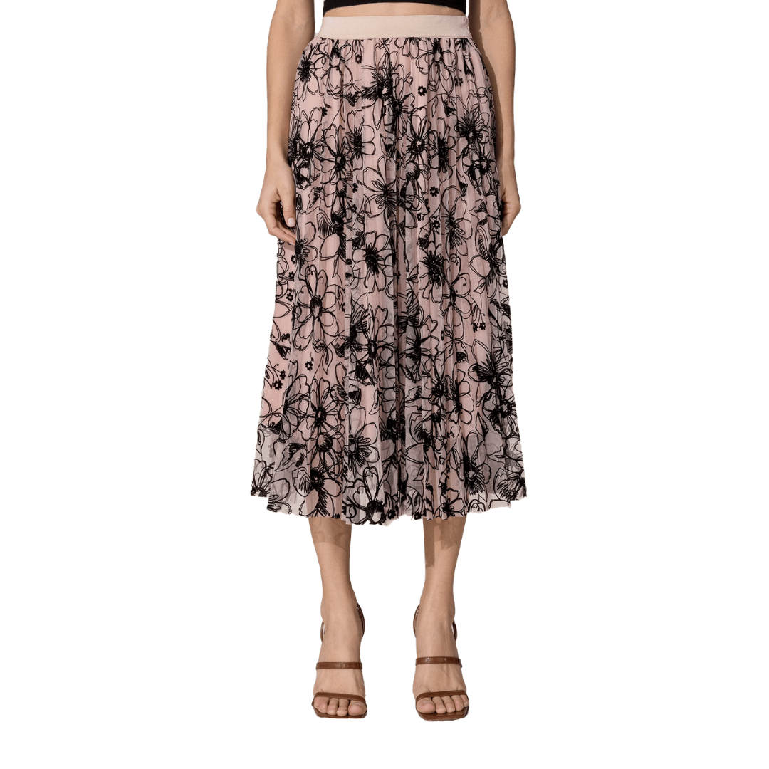 Miss Me Women's Mesh Pleated Floral Multicolor Skirt