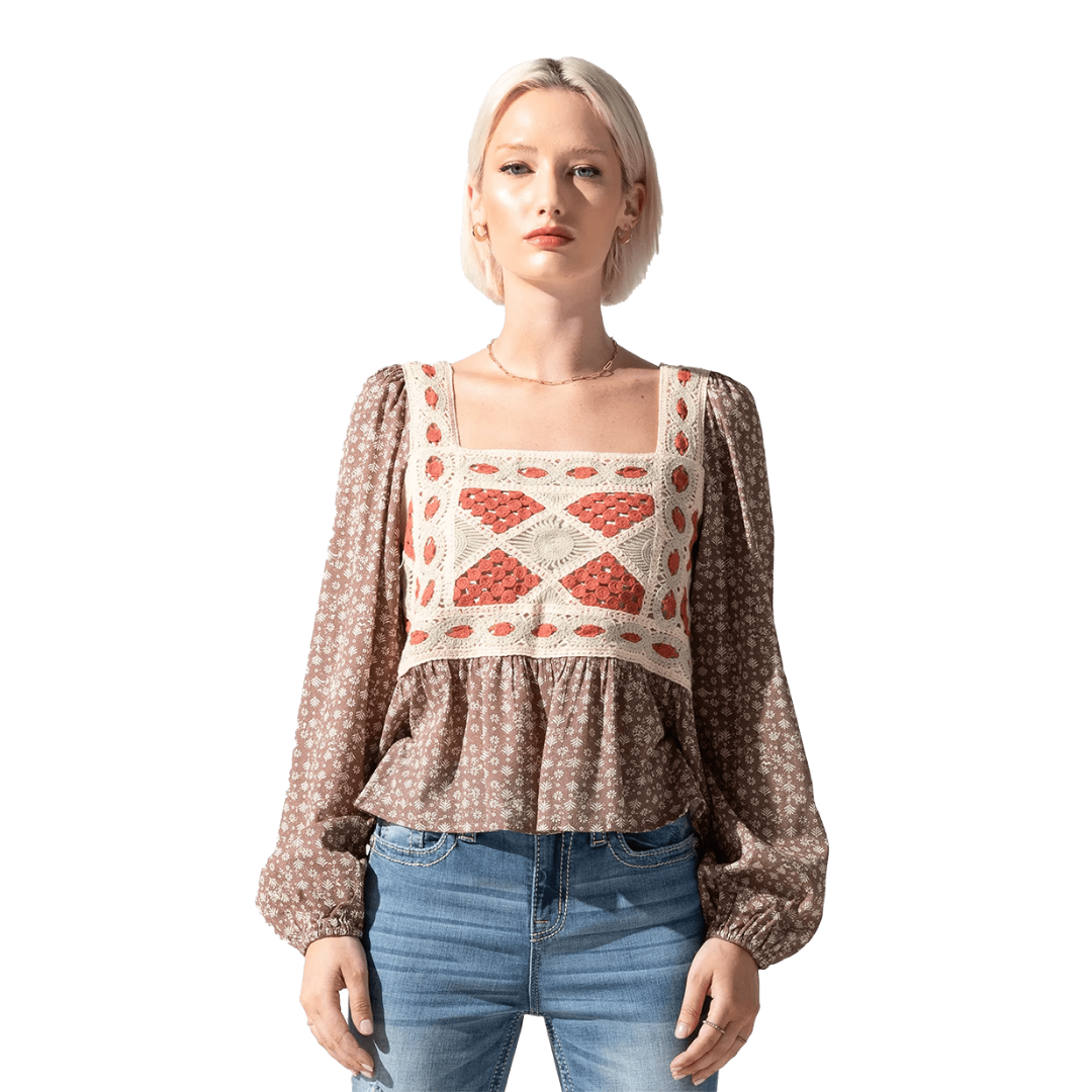 Miss Me Ditzy Floral Crochet Top