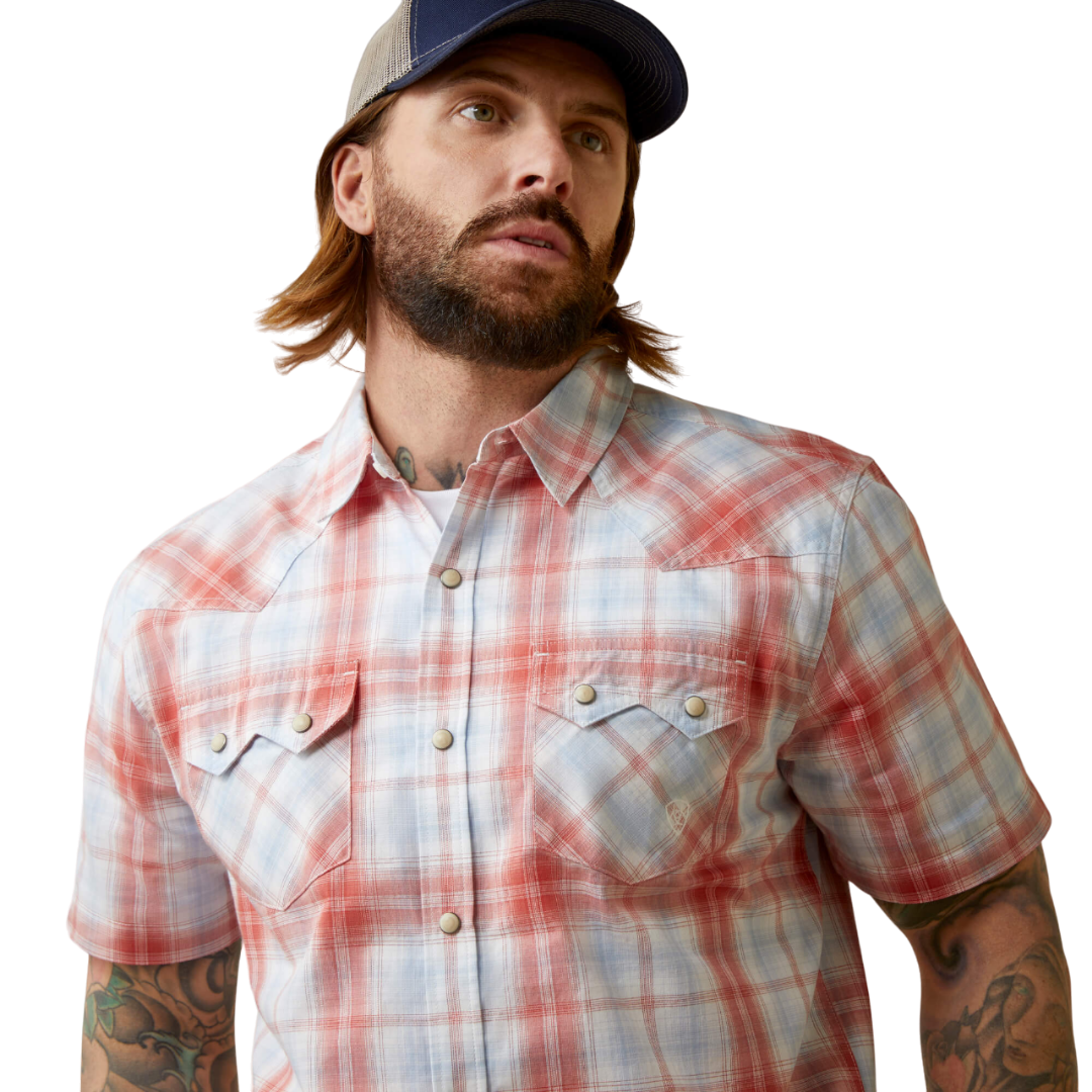 Ariat Men's Faded Brick Harter Retro Orange Shirt