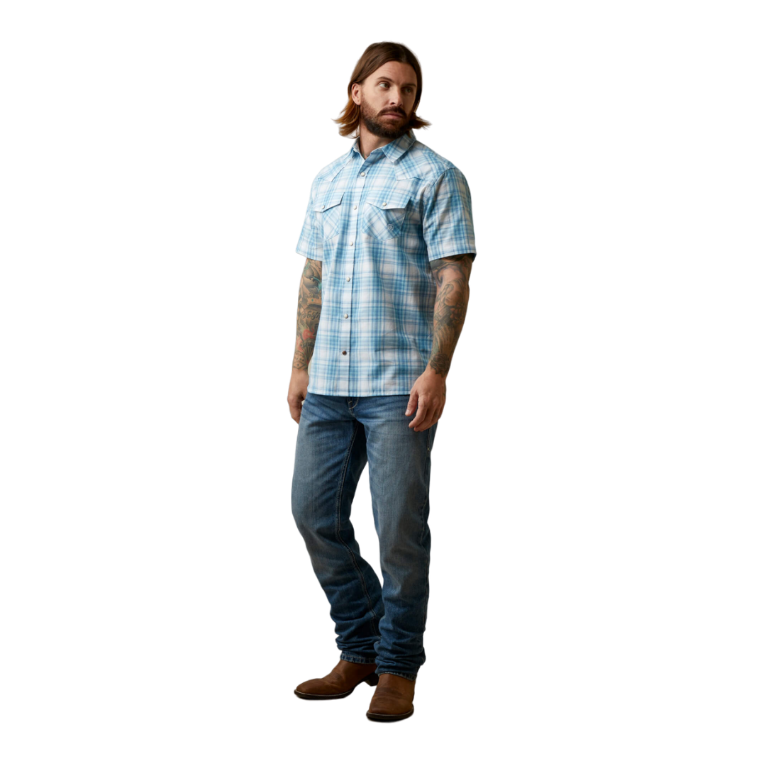 Ariat Men's Hanniston Retro Fit Blue Shirt