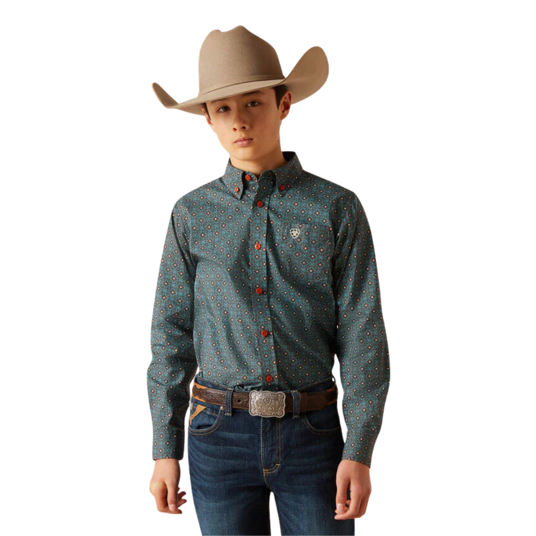 Ariat Youth Boy's Broderick Brown Shirt
