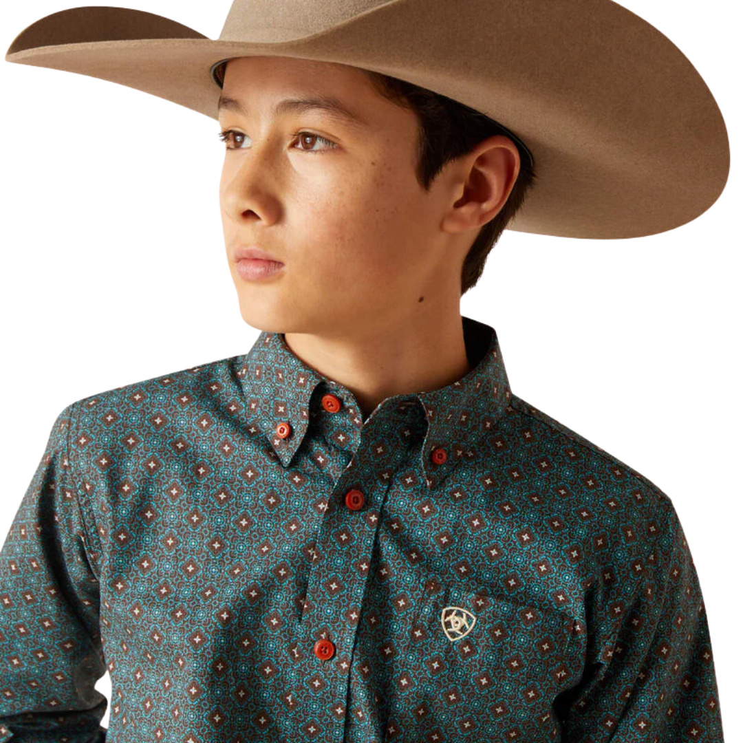 Ariat Youth Boy's Broderick Brown Shirt