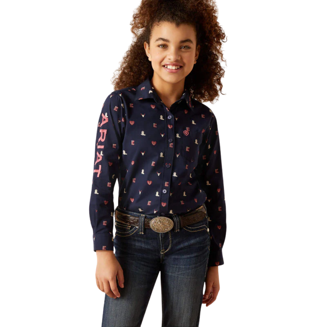 Ariat Youth Girl's Team Kirby Blue Shirt - Big