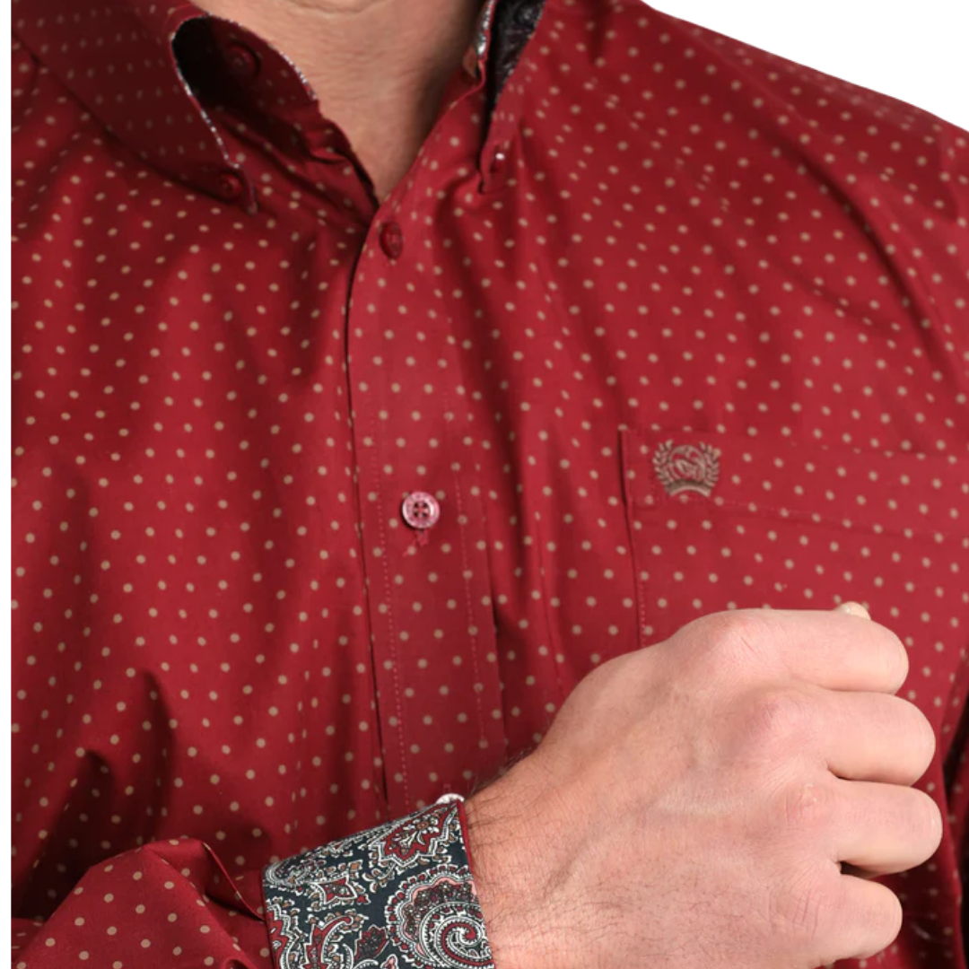 Cinch Men’s Stretch Classic Fit Burgundy Shirt