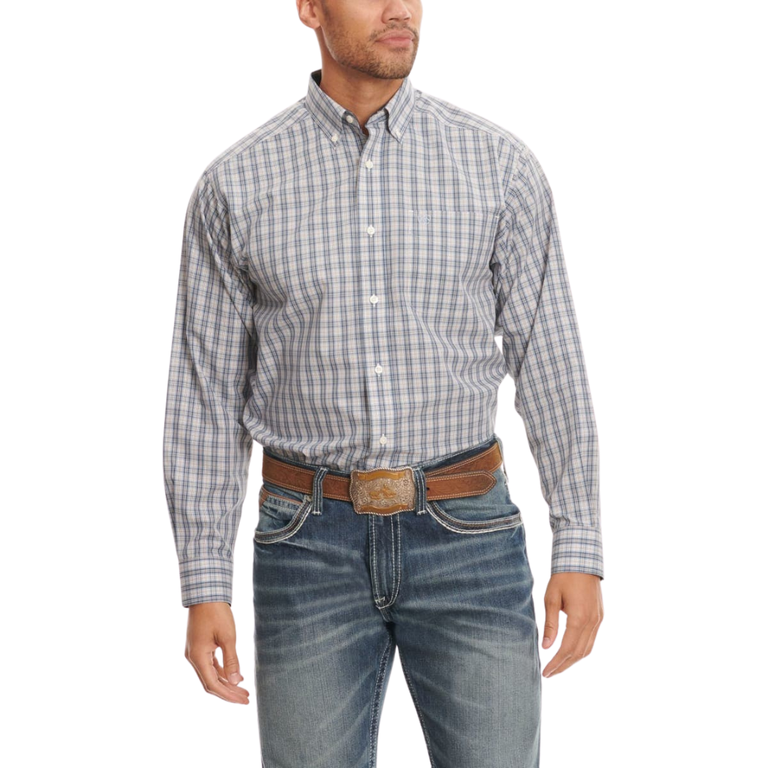 Ariat Men's Kelvin Navy Taupe & Cornflower Blue Shirt