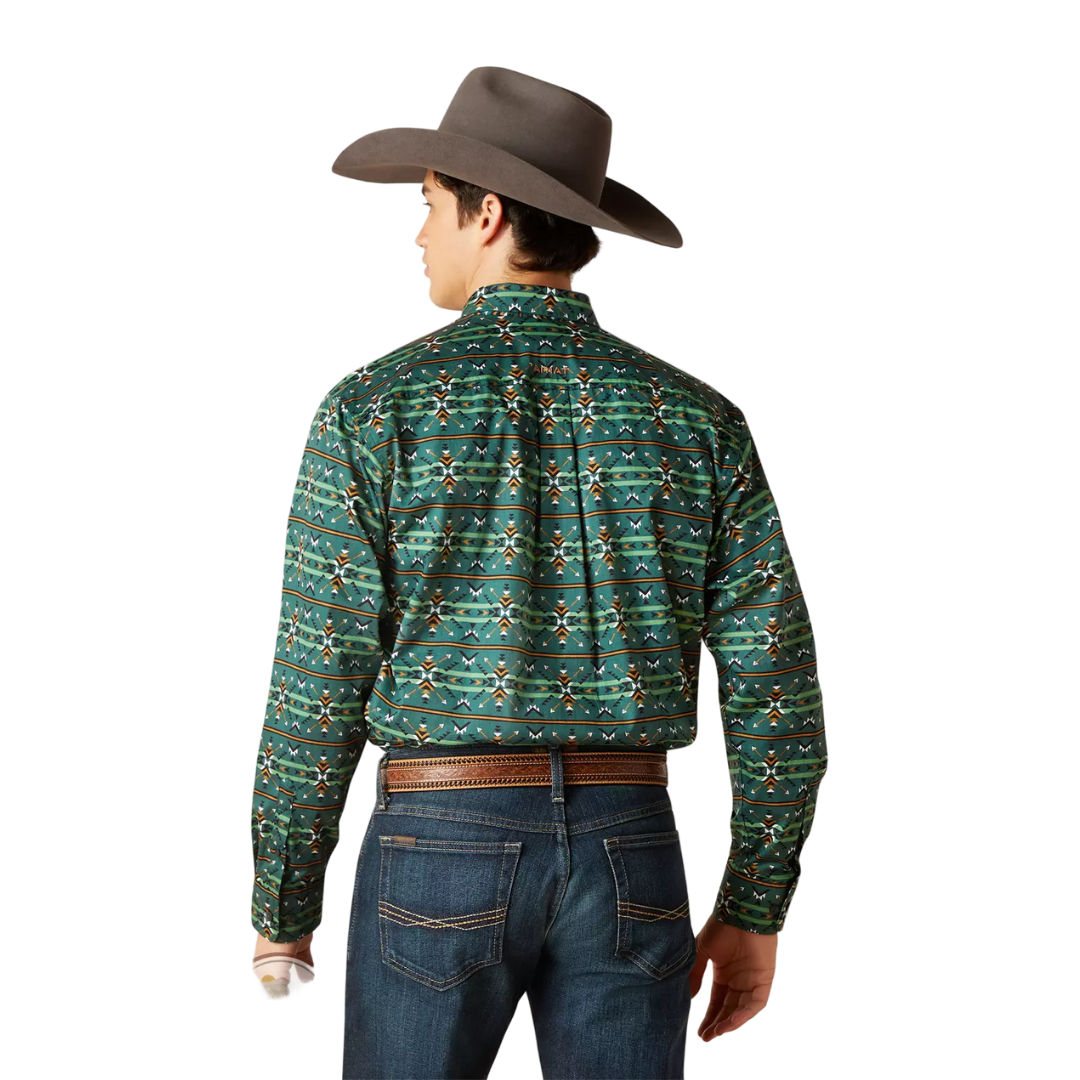 Ariat Men's Classic Fit Long Sleeve Green Shirt