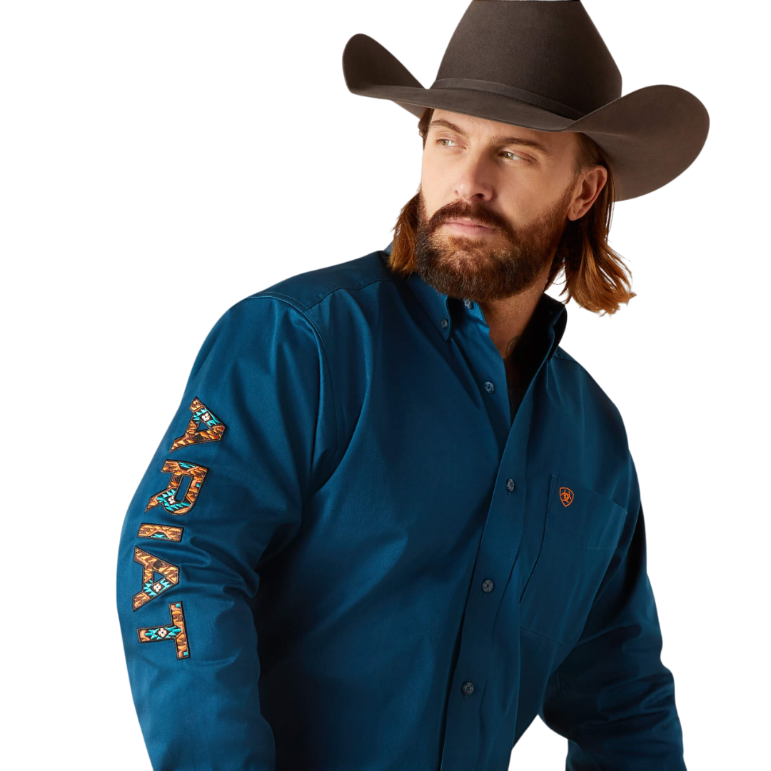 Ariat Men's Team Logo Twill Classic Blue Shirt