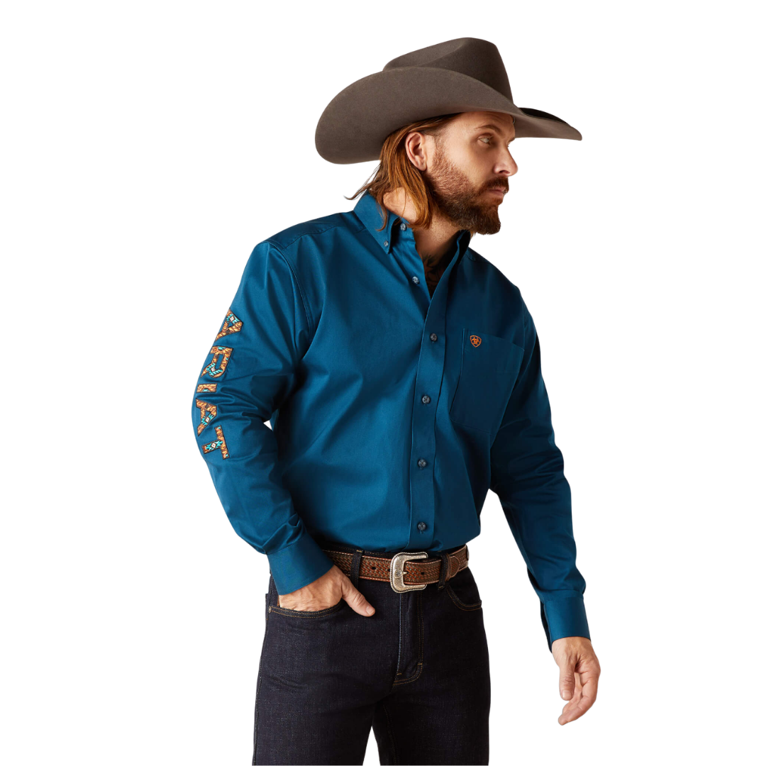 Ariat Men's Team Logo Twill Classic Blue Shirt