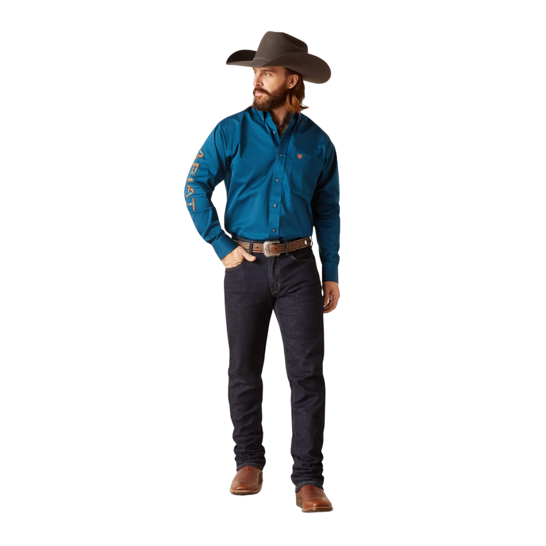 Ariat Men's Team Logo Twill Classic Blue Shirt