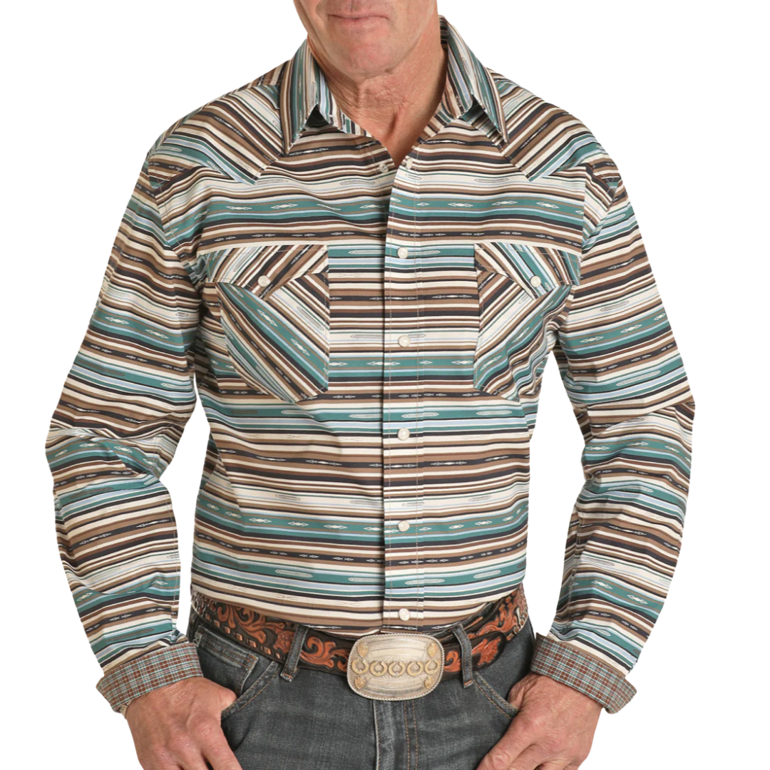 Panhandle Slim Men's Rough Stock Striped Multicolor Western Snap Shirt
