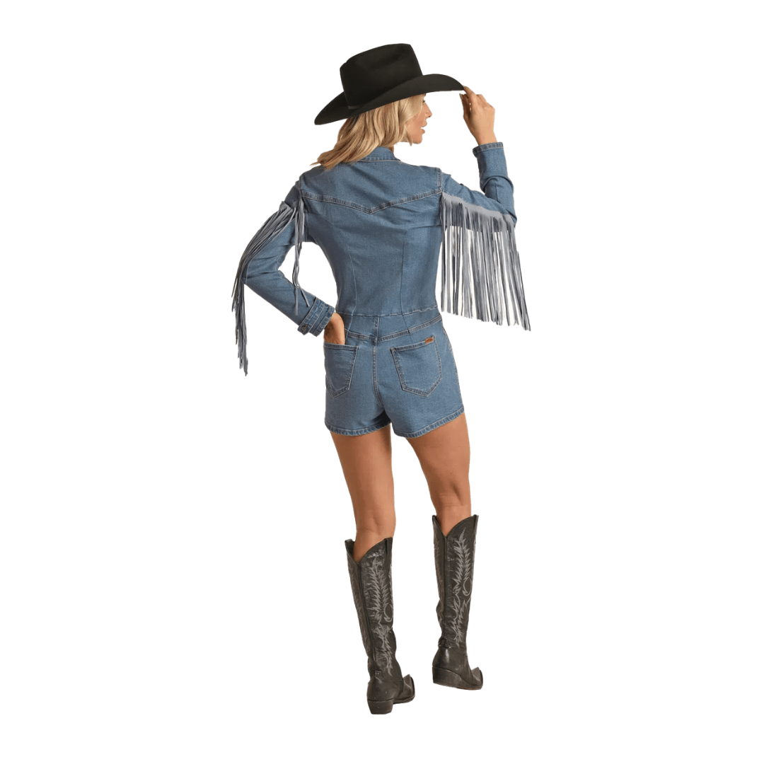 Panhandle Women's Cowgirl Demin Blue Romper