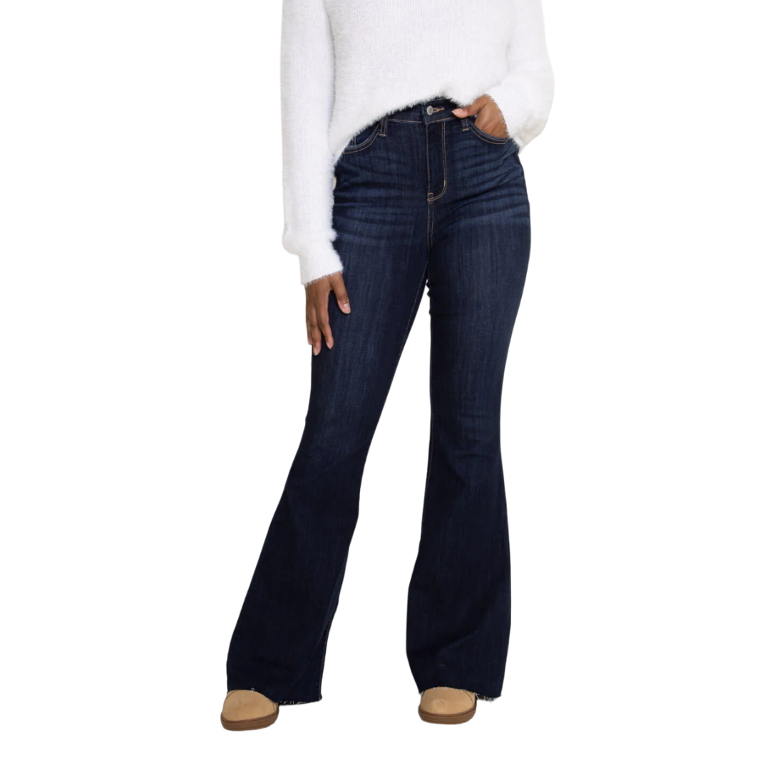 Judy Blue Women's High Rise Raw Hem Blue Jeans