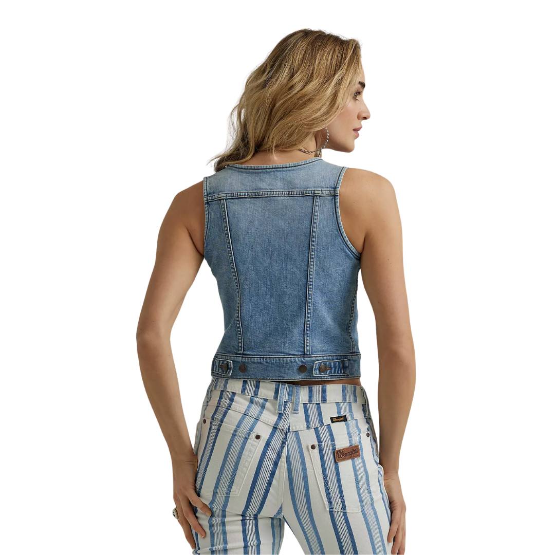 Wrangler Women's V-Neck Top Denim Blue Vest