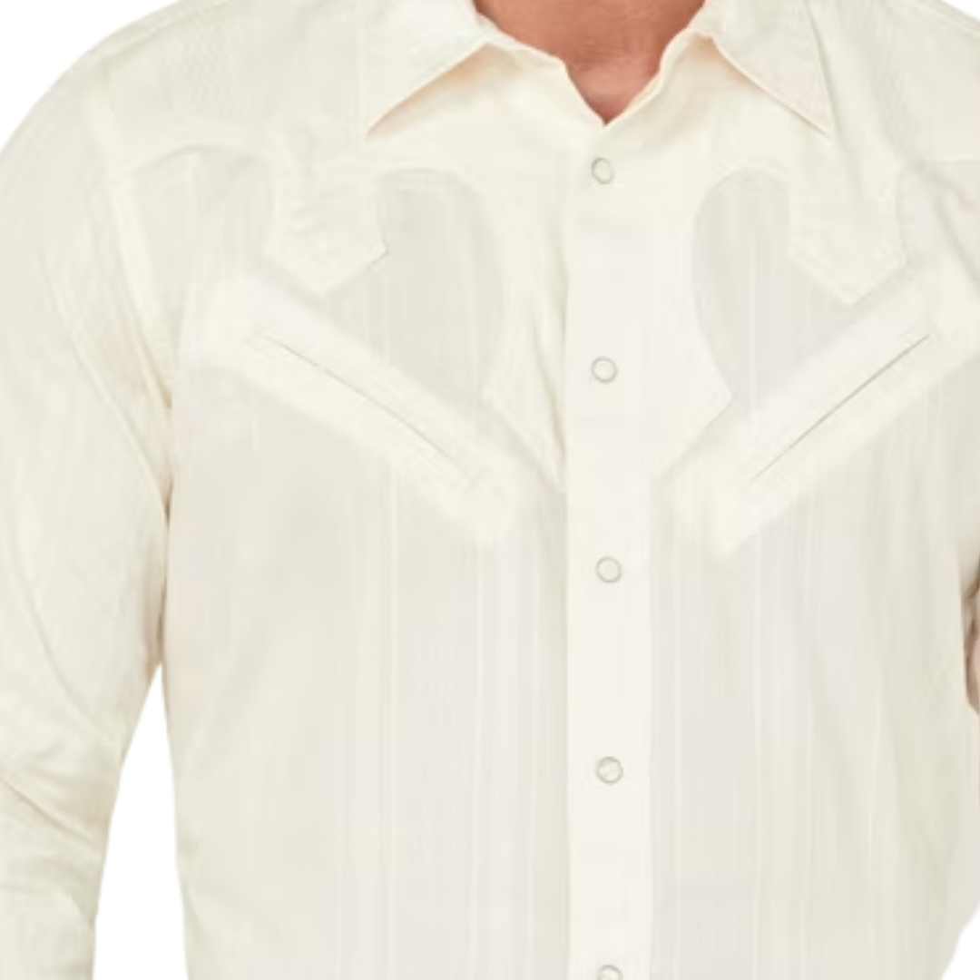 Wrangler Men's Rodeo Ben Western Snap In Ivory White Shirt