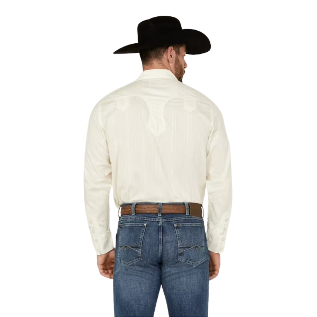 Wrangler Men's Rodeo Ben Western Snap In Ivory White Shirt
