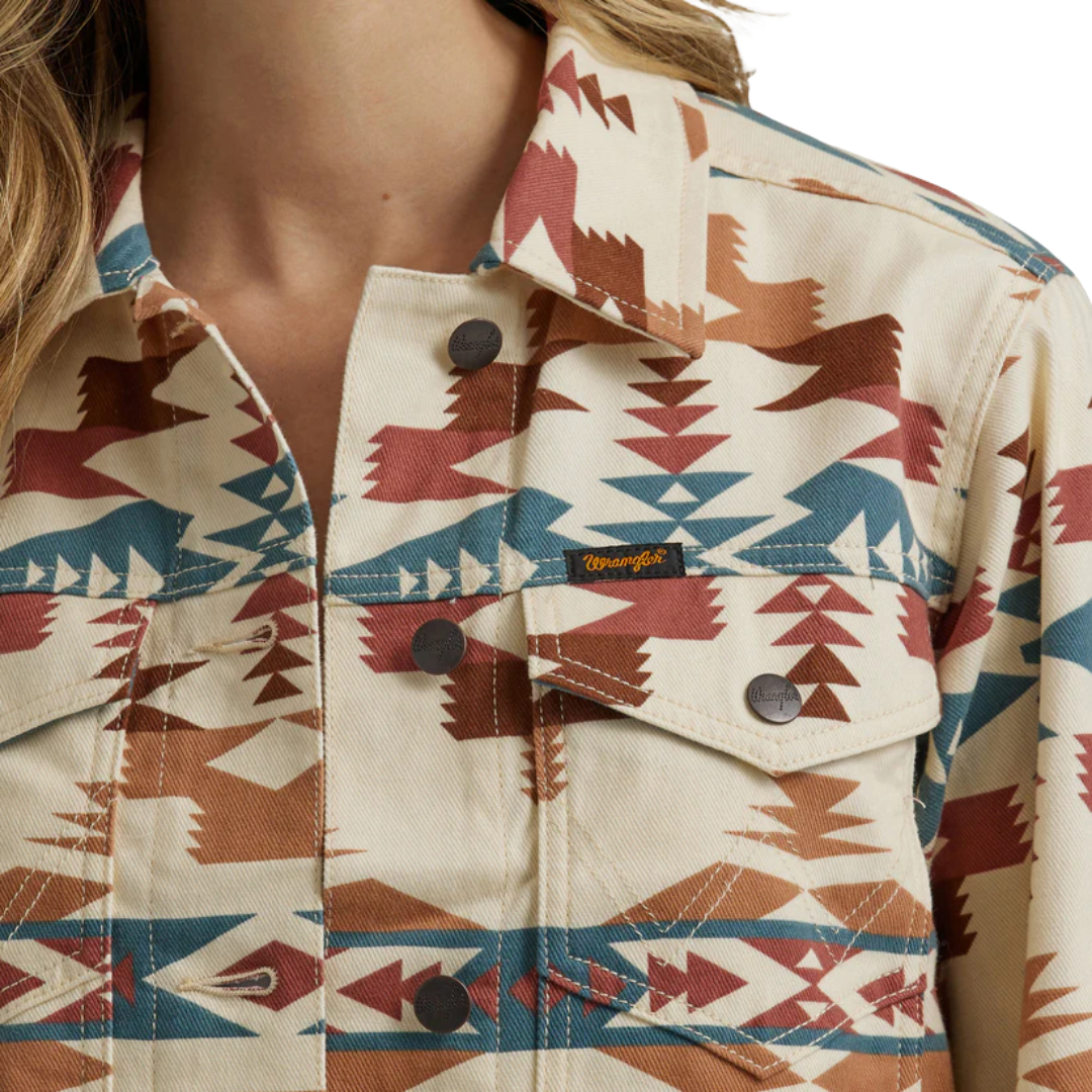 Wrangler Women's Western Printed Boyfriend Multicolor Jacket