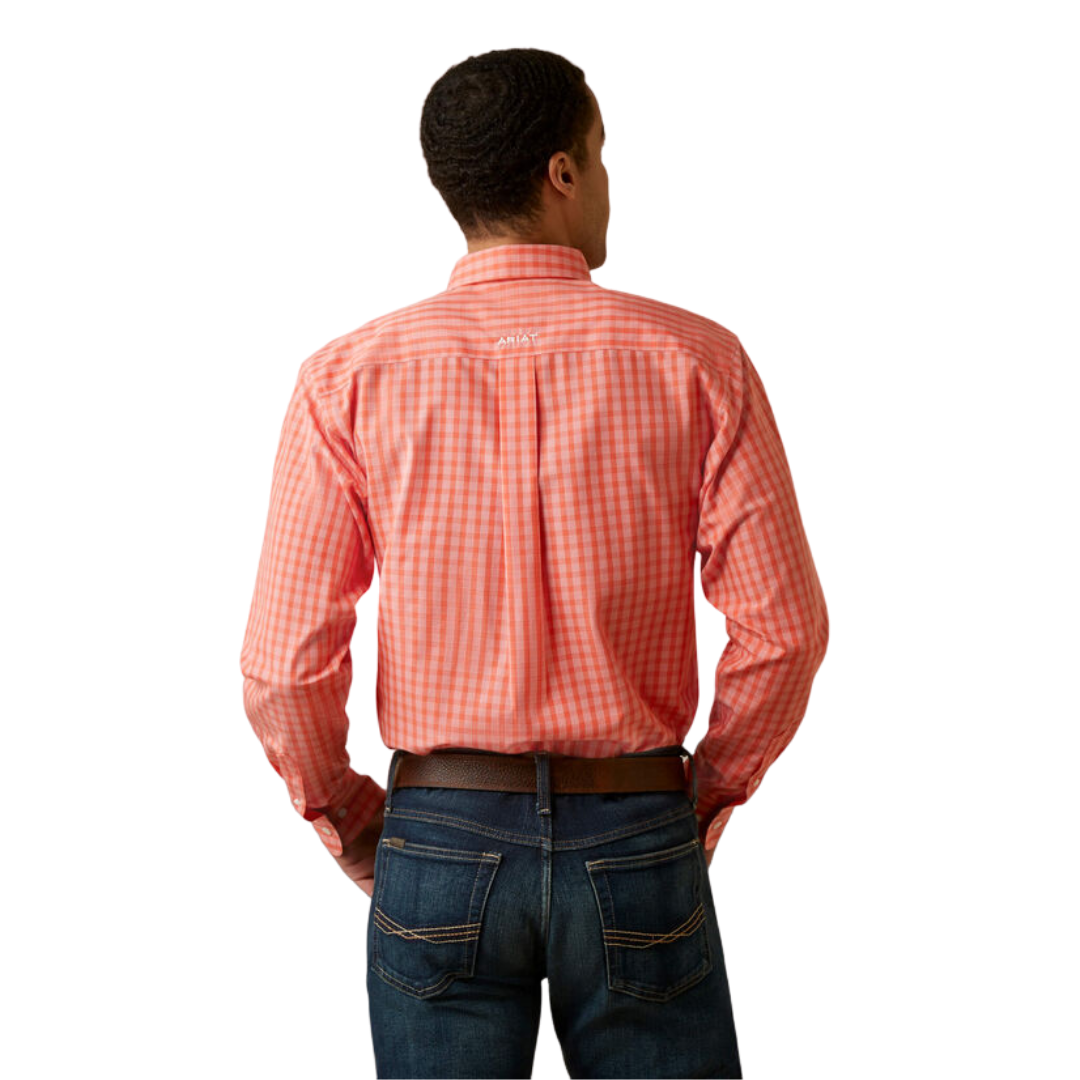 Ariat Men's Wrinkle Free Flame Coral Orange Shirt