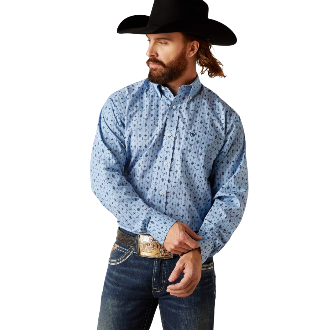 Ariat Men's Wrinkle Free Kyson Classic Blue Shirt
