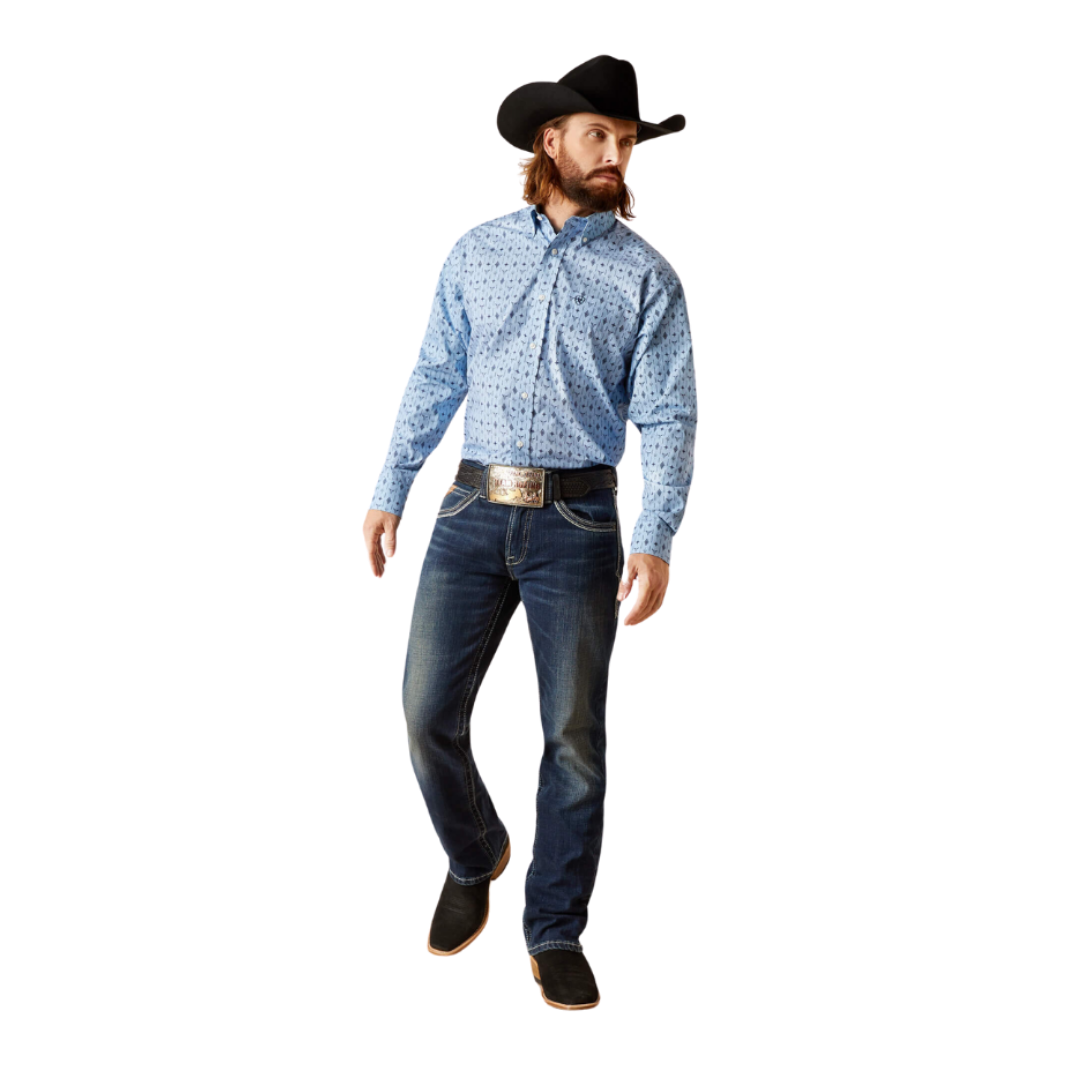 Ariat Men's Wrinkle Free Kyson Classic Blue Shirt