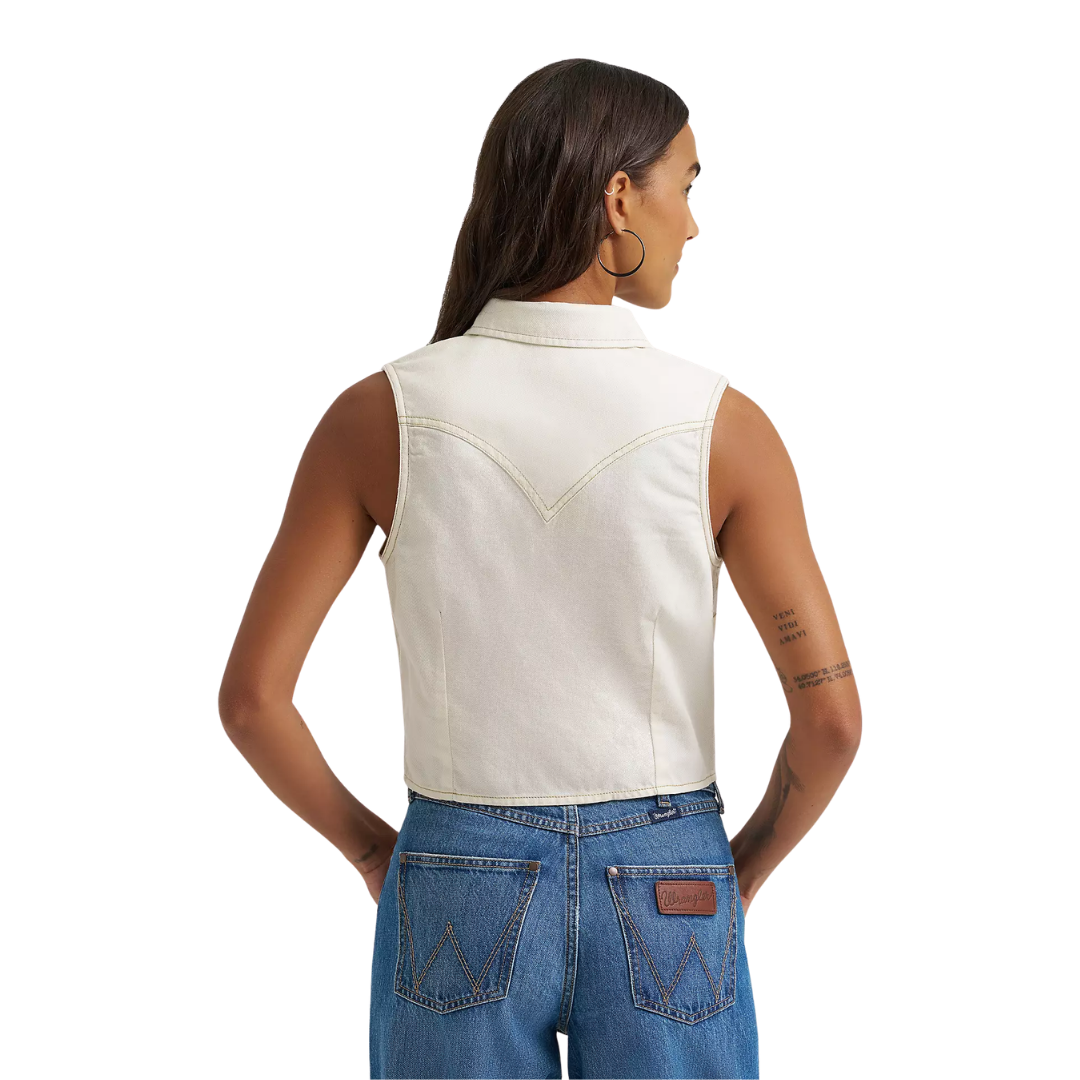 Wrangler Women's Punchy Sleeveless White Shirt