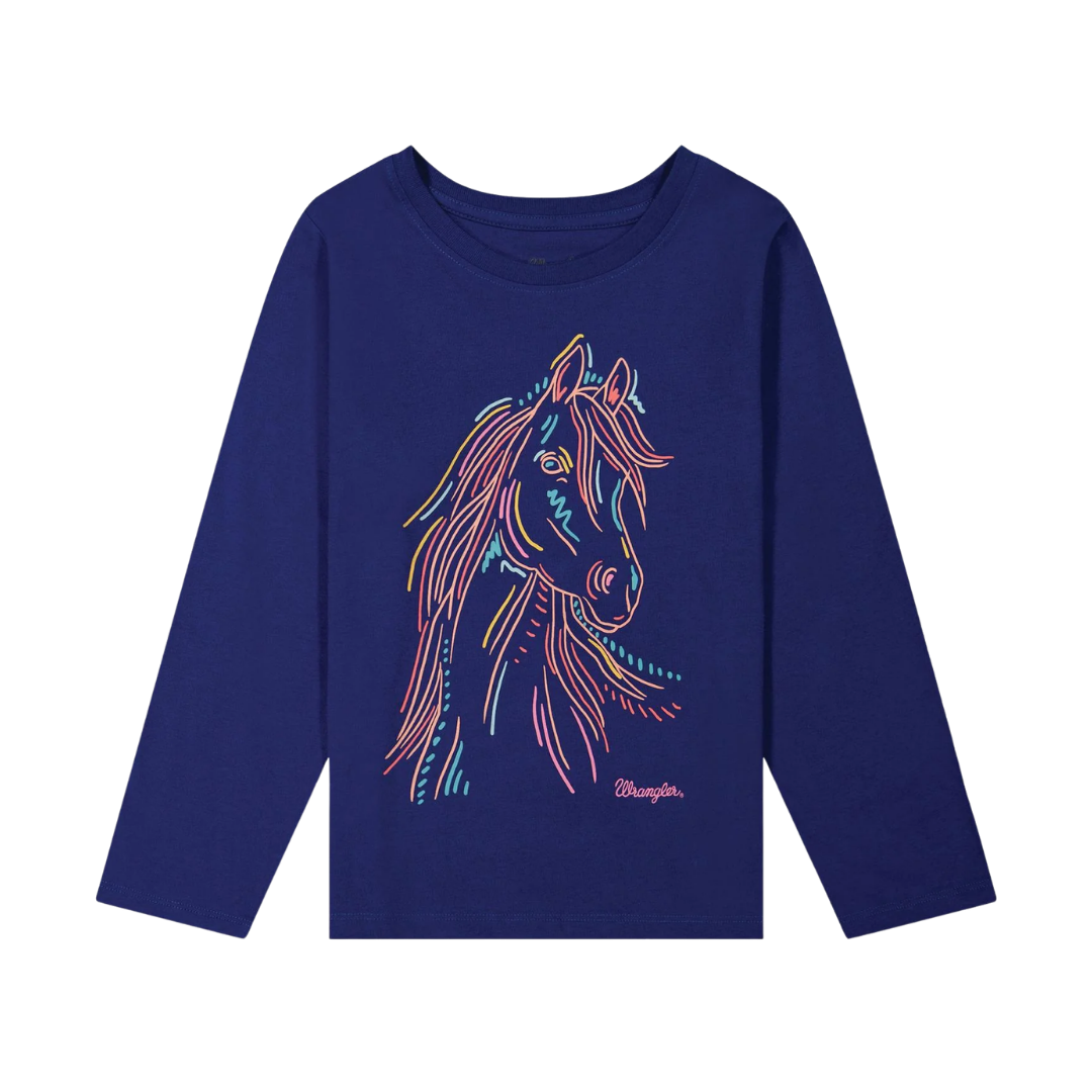 Wrangler Youth Girl's Long Sleeve Blue T-Shirt