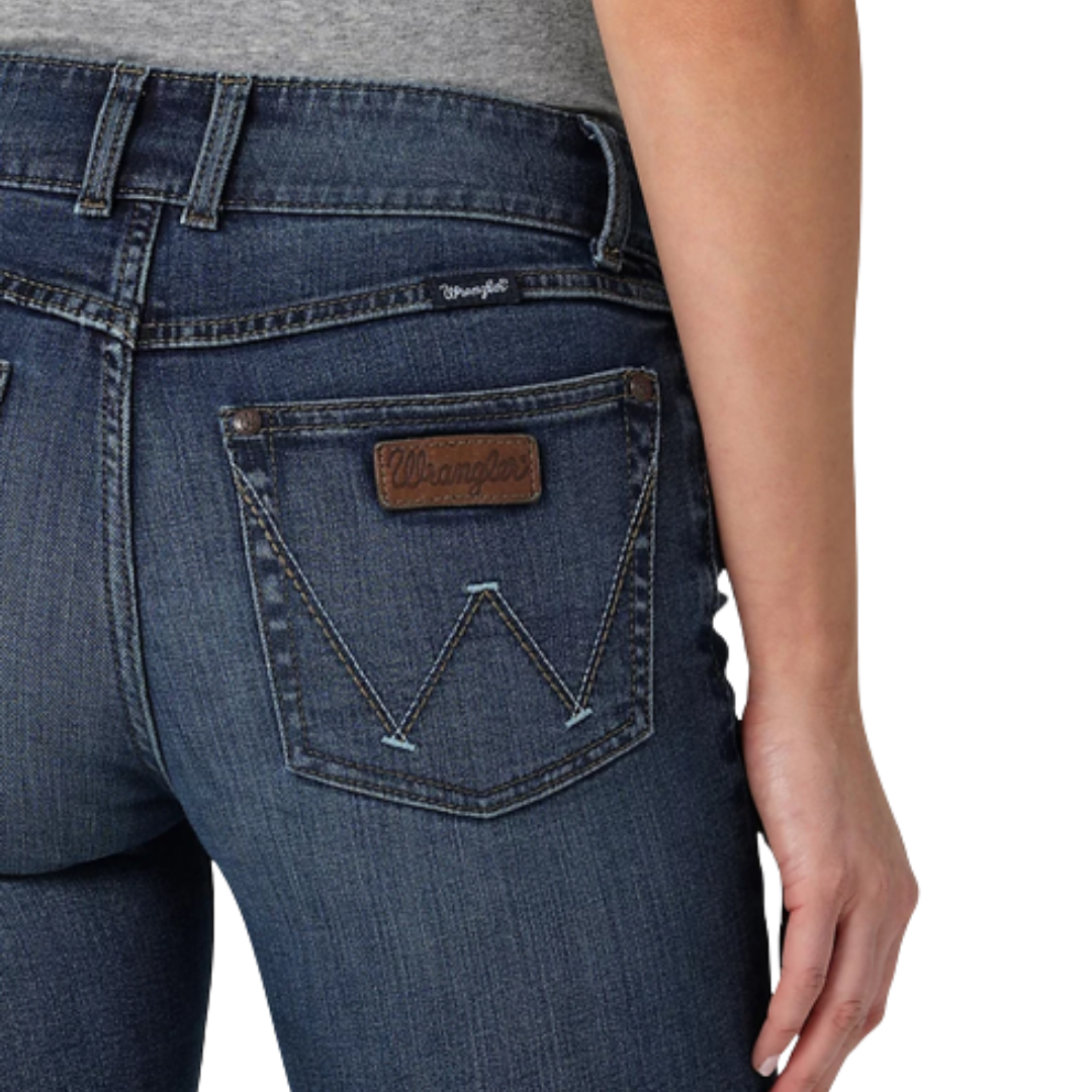 Wrangler Women's Retro Dark Wash Mid Rise Blue Jeans