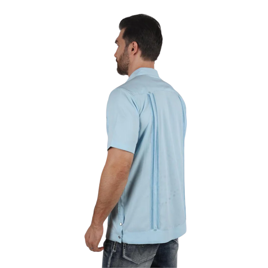 Platini Men's Modern Guayabera Light Blue Shirt