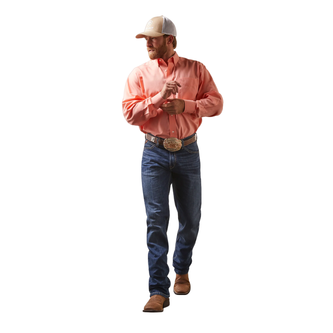 Ariat Men's Solid Brushed Peach Wrinkle Pink Shirt
