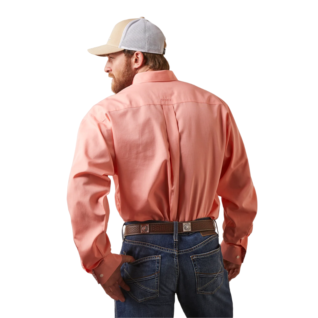 Ariat Men's Solid Brushed Peach Wrinkle Pink Shirt