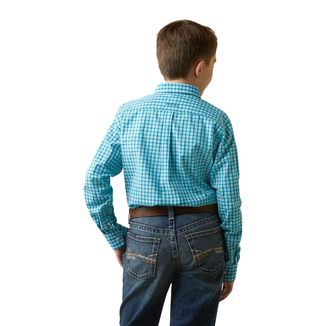 Ariat Youth Boy's Fit Long Sleeve Blue Shirt