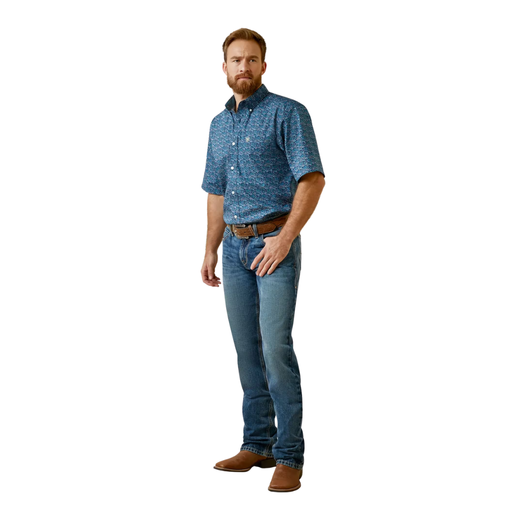 Ariat Men's Wrinkle Free Emmitt Blue Shirt