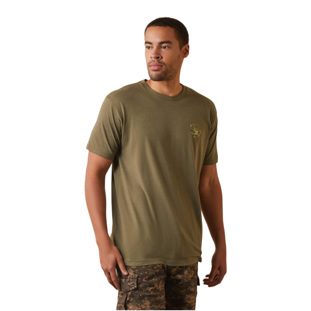 Ariat Men's Tonal Camo Flag Green Shirt
