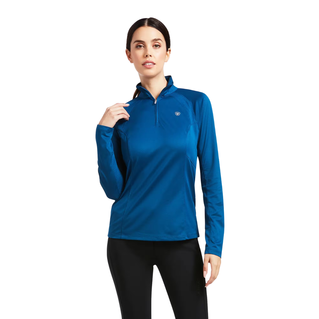 Ariat Women's Sunstopper 2.0 1/4 Zip Blue Shirts