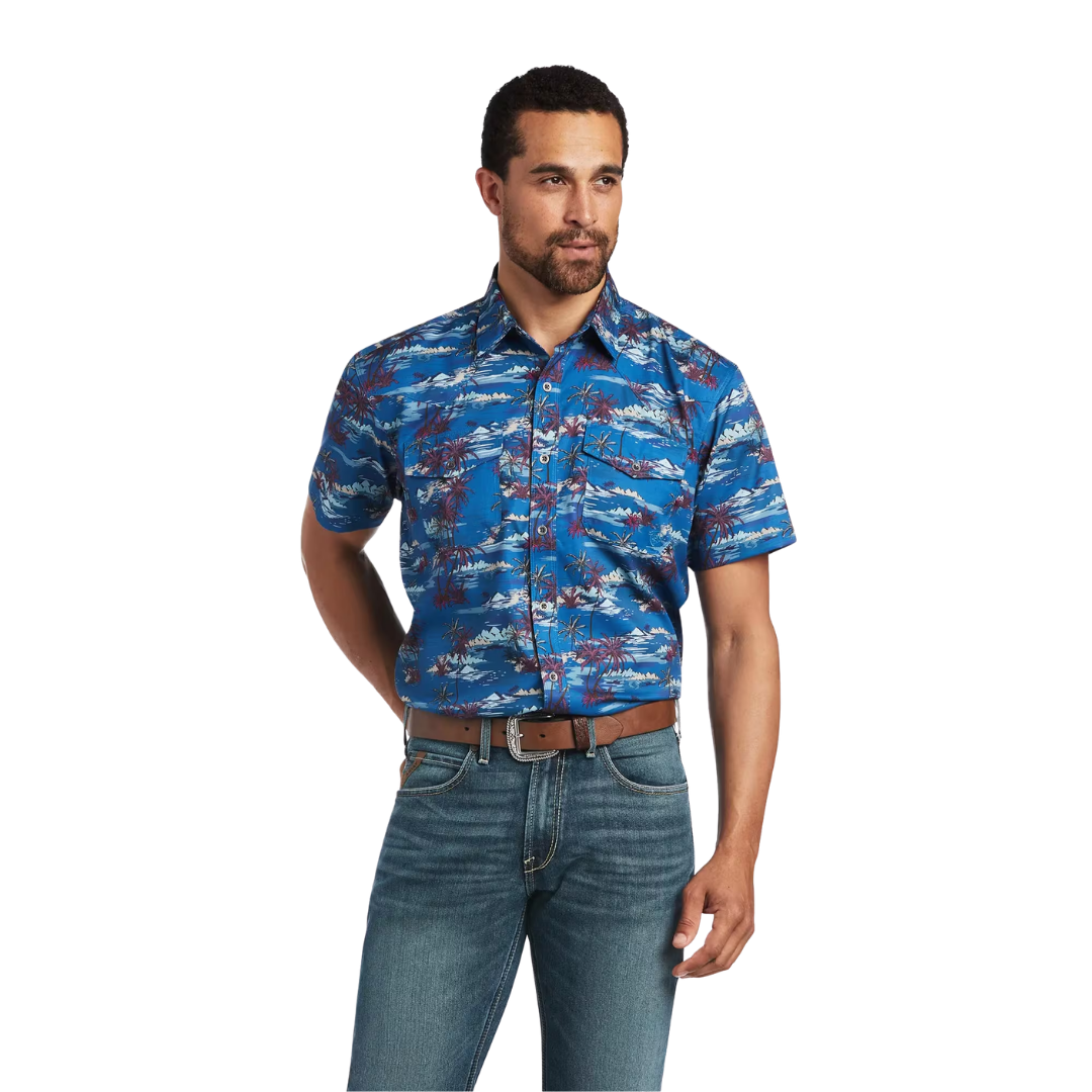 Ariat Men's Venttek Western Fitted Blue Shirt