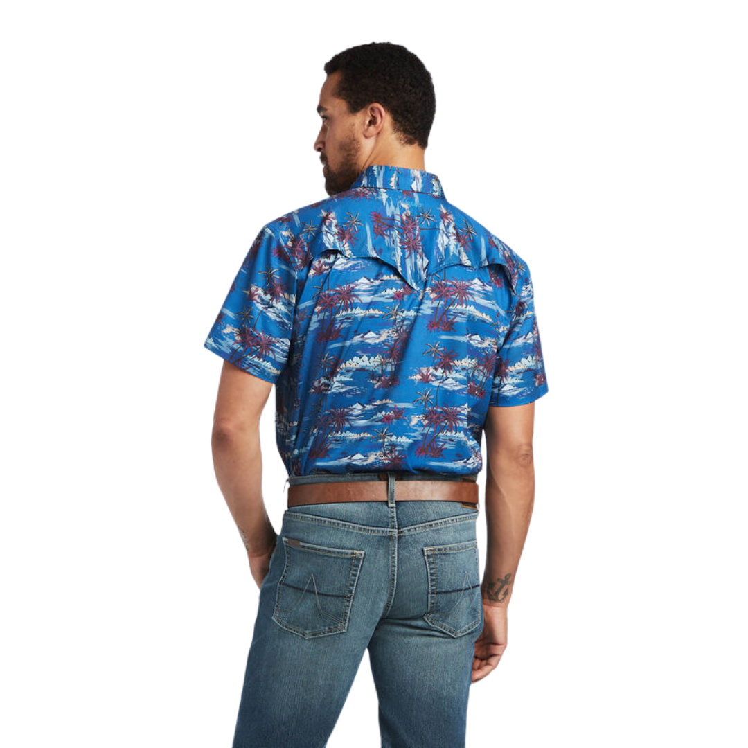Ariat Men's Venttek Western Fitted Blue Shirt