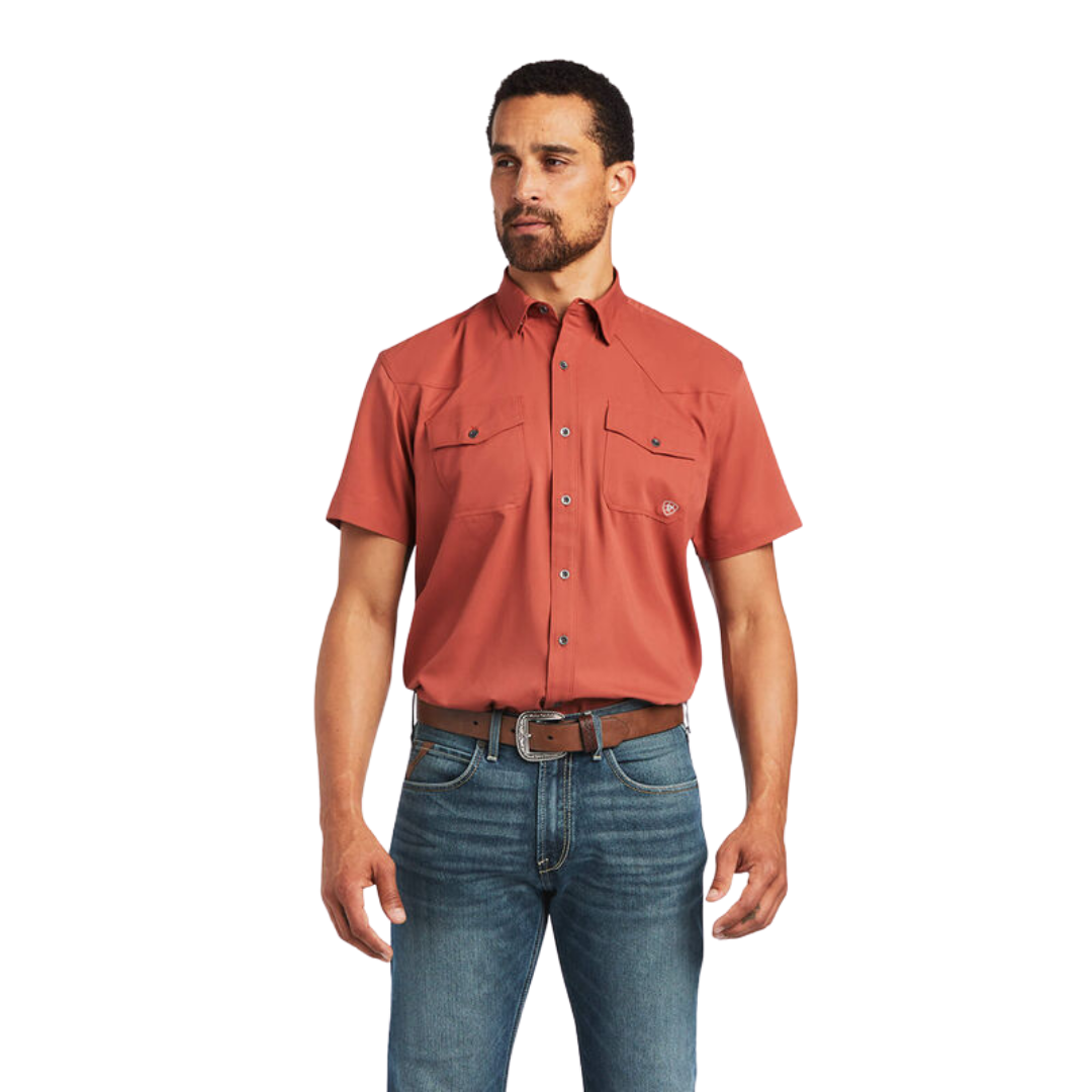 Ariat Men's Venttek Western Orange Shirt