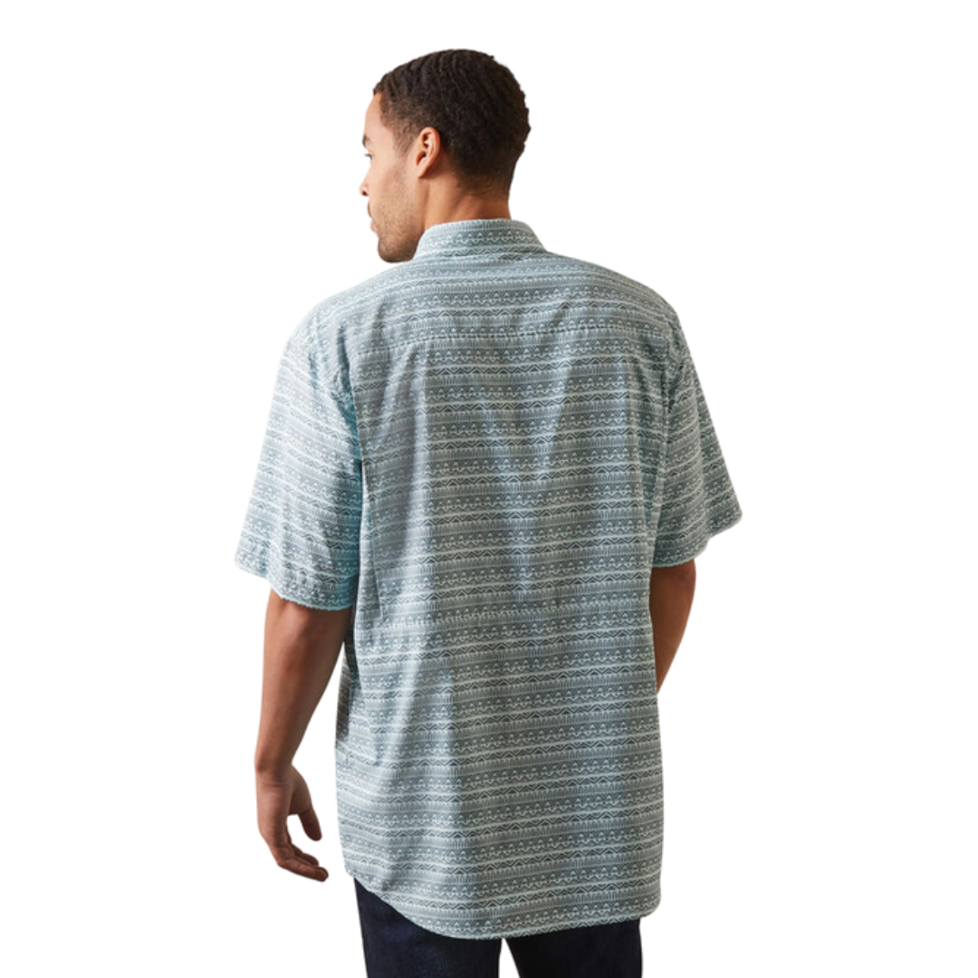 Ariat Men's Venttek Sea with Stripe Green Shirt