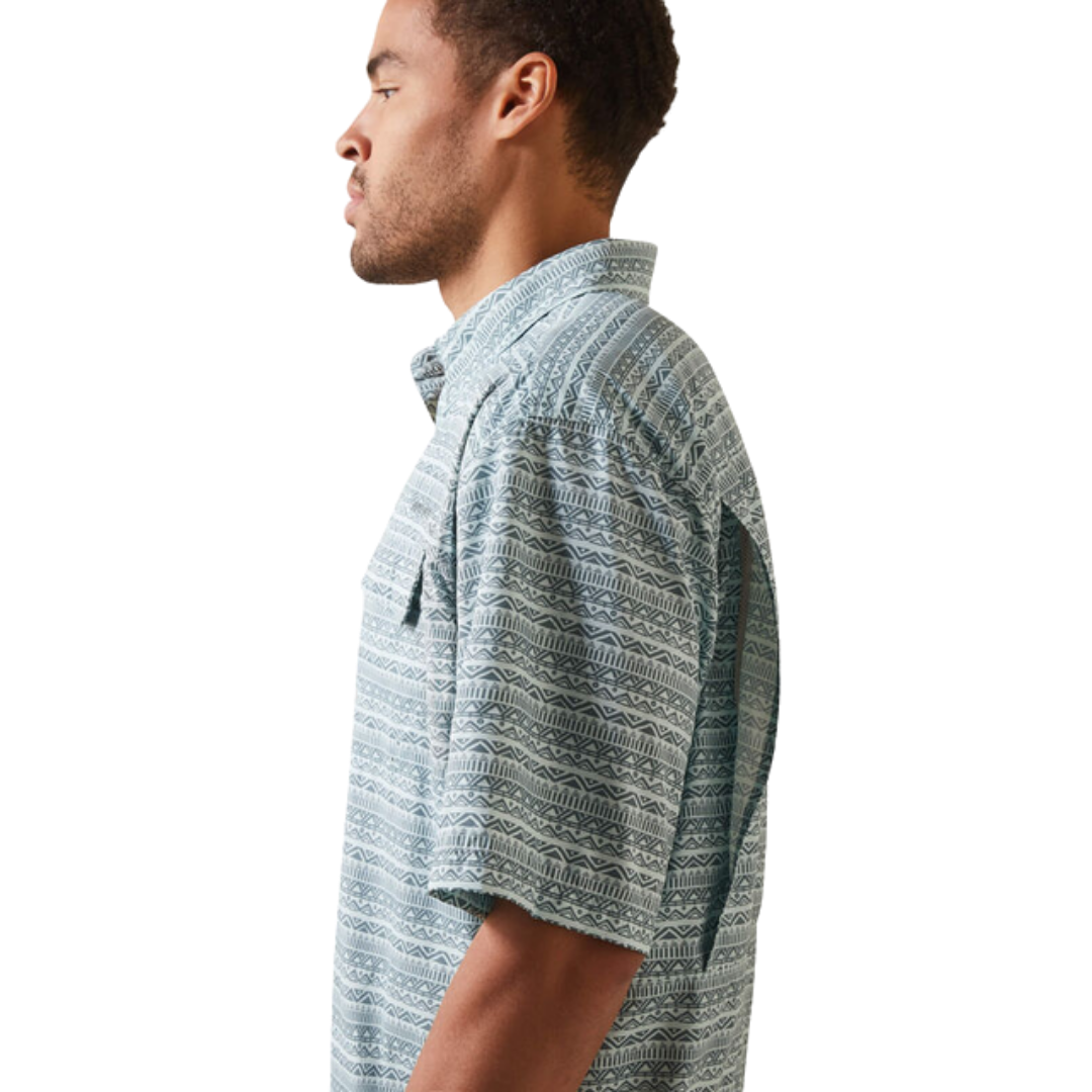 Ariat Men's Venttek Sea with Stripe Green Shirt