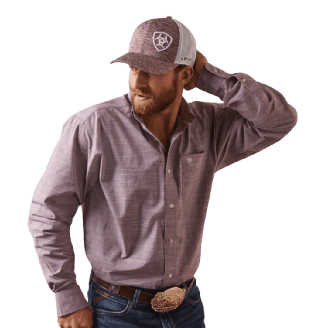 Ariat Men's Wine Solid Slub Red Shirt