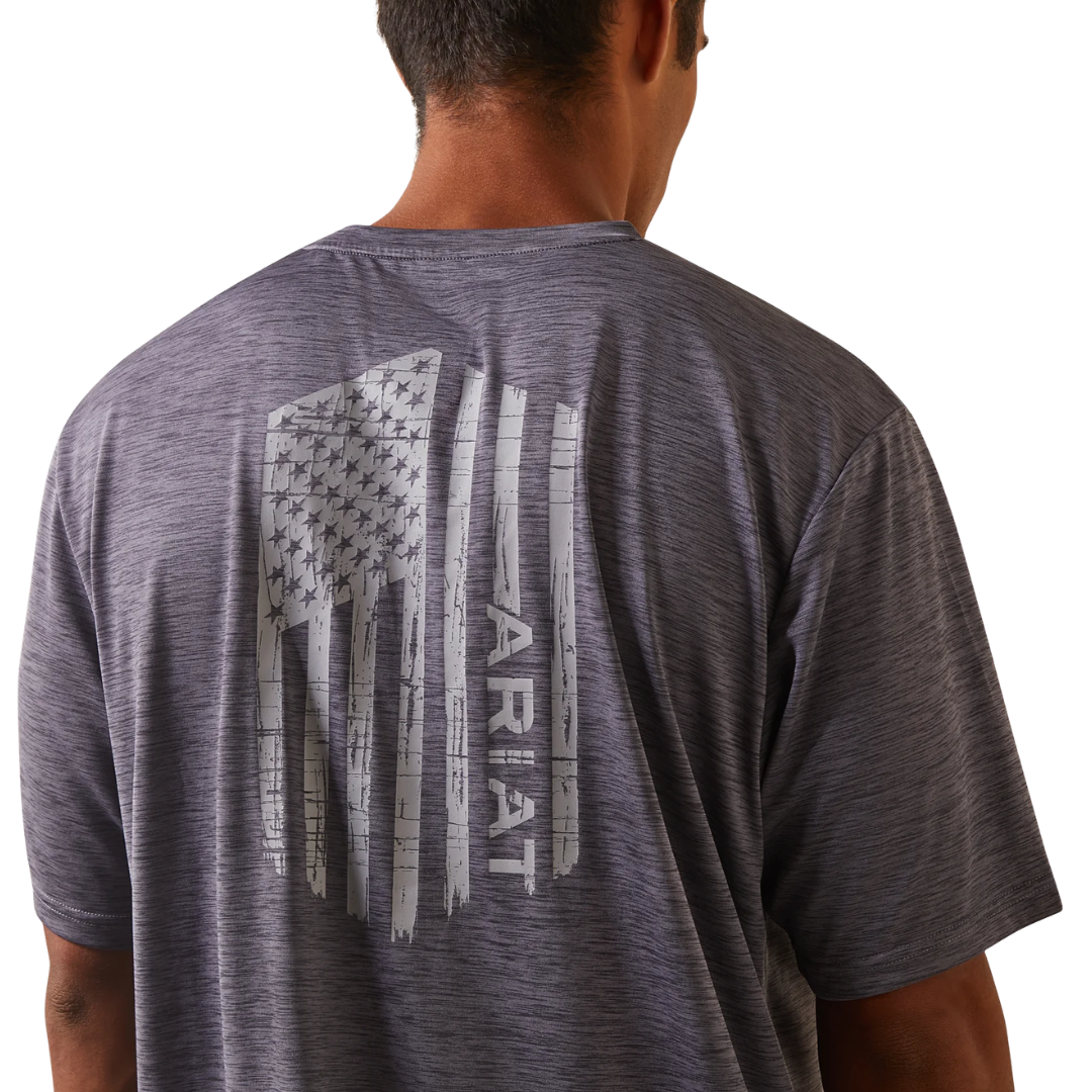 Ariat Men's Charger Vertical Flag Graystone Grey Shirt