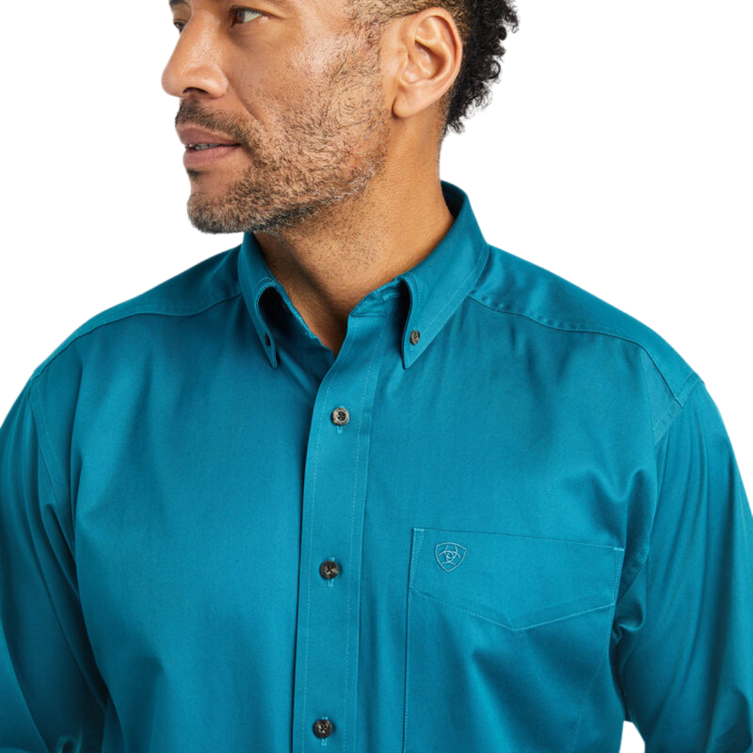 Ariat Men's Solid Twill Classic Turquoise Shirt